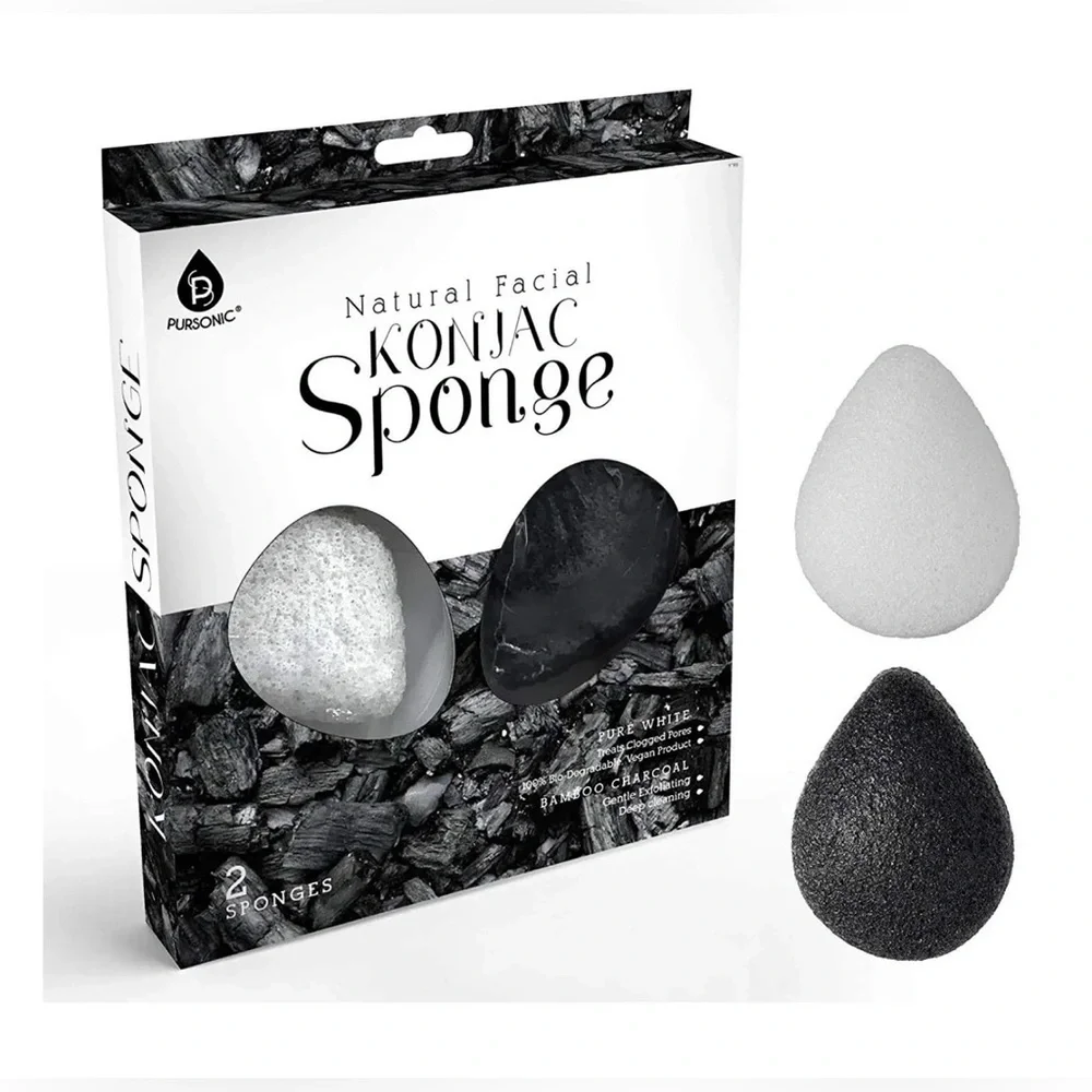🏷️‼️5/$25🏷️‼️🖤PURSONIC🖤Natural Facial Konjac Sponge Duo Set/NIB